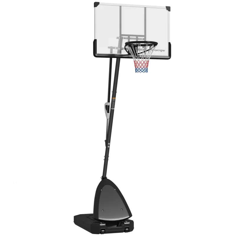 Canasta de Baloncesto para Exterior Ajustable de 150-305 cm con Ruedas Base Rellenable y Sistema de Retorno Negro