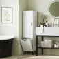 Armario Alto para Baño con Puertas y Estantes Cesto para Ropa Sucia en Espacios Reducidos 35x31,5x144 cm Blanco
