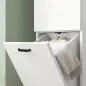 Armario Alto para Baño con Puertas y Estantes Cesto para Ropa Sucia en Espacios Reducidos 35x31,5x144 cm Blanco