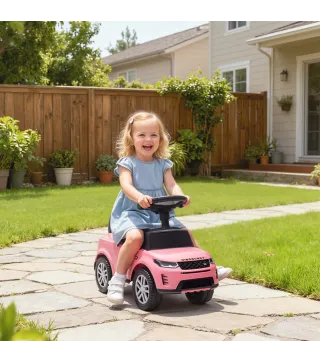 Coche Correpasillos con Licencia de Land Rover para Niños 18-36 Meses con Almacenaje Bocina Sonidos de Motor Rosa