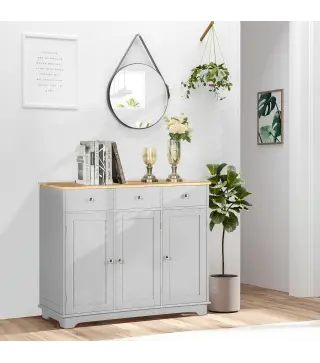 Aparador de Cocina Mueble Auxiliar de Almacenaje para Comedor Salón Estilo Moderno Antivuelco 101x40x85 cm Gris