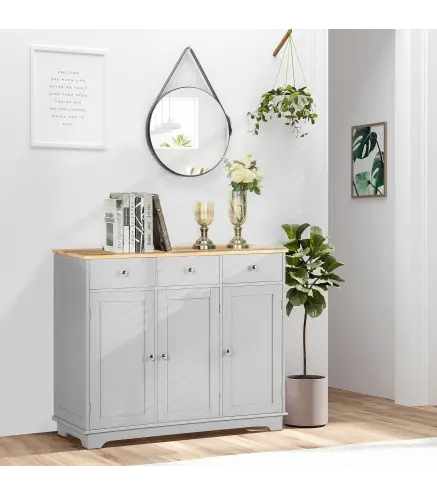 Aparador de Cocina Mueble Auxiliar de Almacenaje para Comedor Salón Estilo Moderno Antivuelco 101x40x85 cm Gris