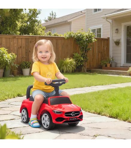 Correpasillos para Niños de 18-36 Meses Mercedes-Benz Clase C con Bocina Sonidos de Motor y Espacio de Almacenaje Rojo