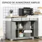 Aparador de Cocina Mueble Auxiliar de Almacenaje para Comedor Salón Estilo Moderno Antivuelco 101x40x85 cm Gris