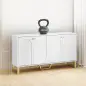 Aparador con 4 Puertas Arqueadas Estantes Ajustables y Patas Doradas 140,8x35x77,5 cm Blanco
