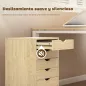 Cajonera Escritorio Archivador Móvil con 6 Cajones Ruedas Guías Deslizantes Silenciosas para Oficina Casa Roble