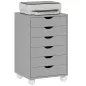 Cajonera Escritorio Archivador Móvil con 6 Cajones Ruedas Guías Deslizantes Silenciosas para Oficina Casa Gris