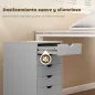 Cajonera Escritorio Archivador Móvil con 6 Cajones Ruedas Guías Deslizantes Silenciosas para Oficina Casa Gris