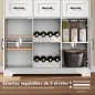 Alacena de Cocina con Botellero para 8 Botellas 4 Puertas 3 Cajones Encimera Amplio 100x38x172 cm Blanco
