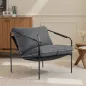 Butaca de Salón Moderna Sillón de Lectura Tapizado en Cuero Sintético Fundas de Cojines Extraíbles Gris Carbón