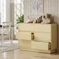 Cómoda con 6 Cajones Bordes Redondeados para Salón Cocina Entrada Oficina 120x38x86 cm Natural