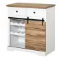 Mueble de Cocina con Puerta Corredera de Granero Botellero Cajones y Estantes para Comedor Salón 80x39x86 cm Blanco