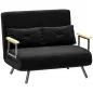 Sofá Cama Convertible 4 en 1 Sillón Cama 2 Plazas Plegable Respaldo Ajustable de 5 Niveles Almohadas 102x73x81cm Negro