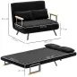 Sofá Cama Convertible 4 en 1 Sillón Cama 2 Plazas Plegable Respaldo Ajustable de 5 Niveles Almohadas 102x73x81cm Negro