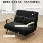 Sofá Cama Convertible 4 en 1 Sillón Cama 2 Plazas Plegable Respaldo Ajustable de 5 Niveles Almohadas 102x73x81cm Negro