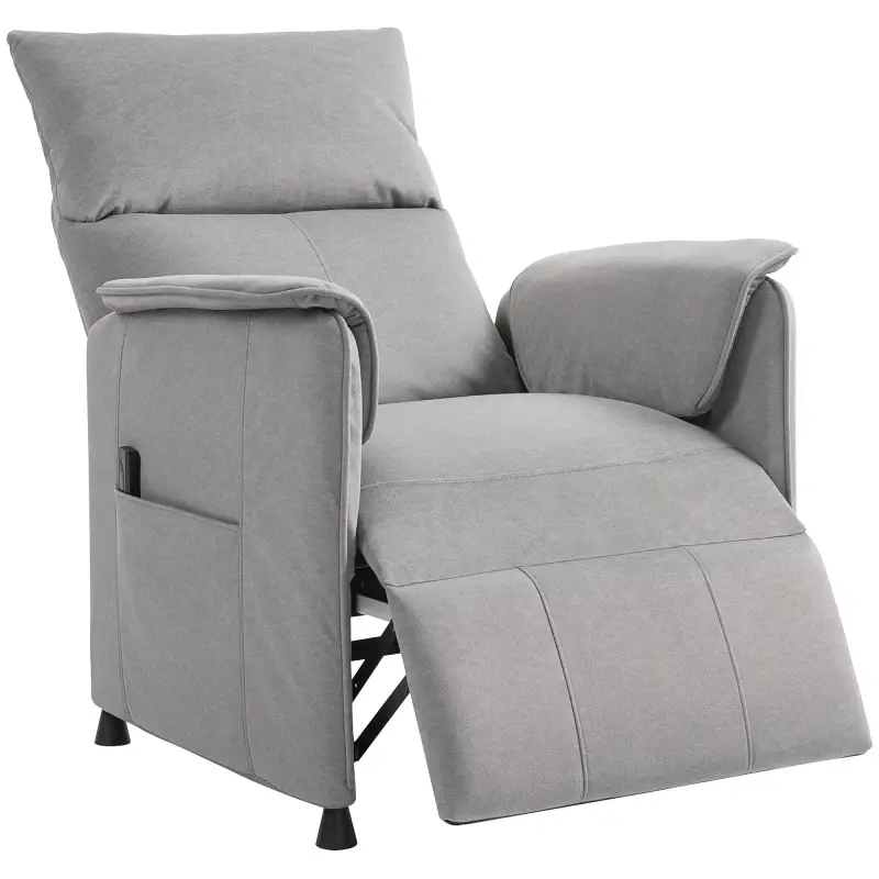 Sillón Reclinable con Motor sin Escobillas Reposapiés Tapizado Resistente y Bolsillos Laterales 80x83x104 cm Gris