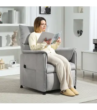 Sillón Reclinable con Motor sin Escobillas Reposapiés Tapizado Resistente y Bolsillos Laterales 80x83x104 cm Gris