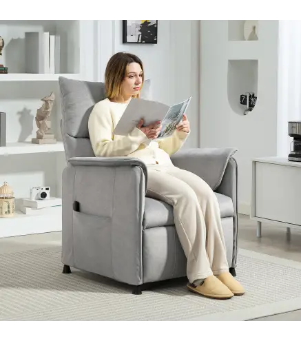 Sillón Reclinable con Motor sin Escobillas Reposapiés Tapizado Resistente y Bolsillos Laterales 80x83x104 cm Gris