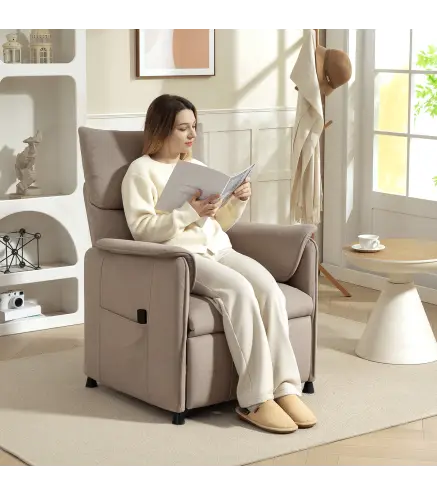 Sillón Reclinable con Motor sin Escobillas Reposapiés Tapizado Resistente y Bolsillos Laterales 80x83x104 cm Marrón