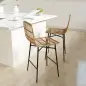 Conjunto de 2 Taburetes Altos de Cocina Taburetes de Bar con Respaldo y Asiento de Ratán para Bar Cocina Comedor Marrón