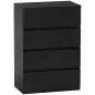 Cómoda con 4 Cajones Cajonera de Estilo Moderno para Dormitorio Entrada Salón 55x34x80 cm Negro