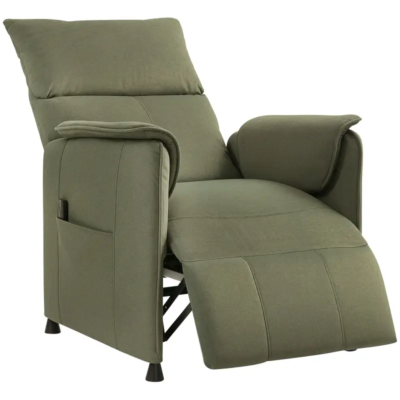 Sillón Reclinable con Motor sin Escobillas Reposapiés Tapizado Resistente y Bolsillos Laterales 80x83x104 cm Verde