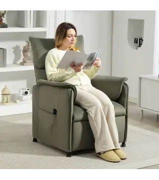 Sillón Reclinable con Motor sin Escobillas Reposapiés Tapizado Resistente y Bolsillos Laterales 80x83x104 cm Verde