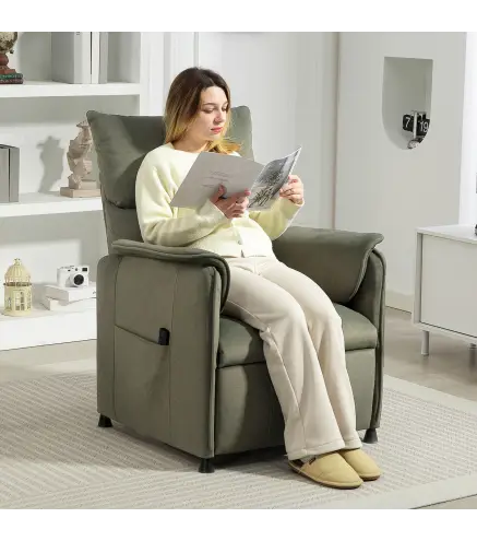 Sillón Reclinable con Motor sin Escobillas Reposapiés Tapizado Resistente y Bolsillos Laterales 80x83x104 cm Verde