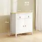 Aparador con Cajón Armario de 2 Niveles y Estante Ajustable Base Elevada y Amplia Superficie 80x40x90cm Blanco y Roble