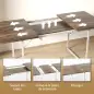 Mesa de Comedor Extensible de 120-160 cm Diseño Rústico con Tablero de Madera Vintage y Patas Metálicas en U Marrón