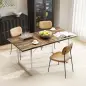 Mesa de Comedor Extensible de 120-160 cm Diseño Rústico con Tablero de Madera Vintage y Patas Metálicas en U Marrón