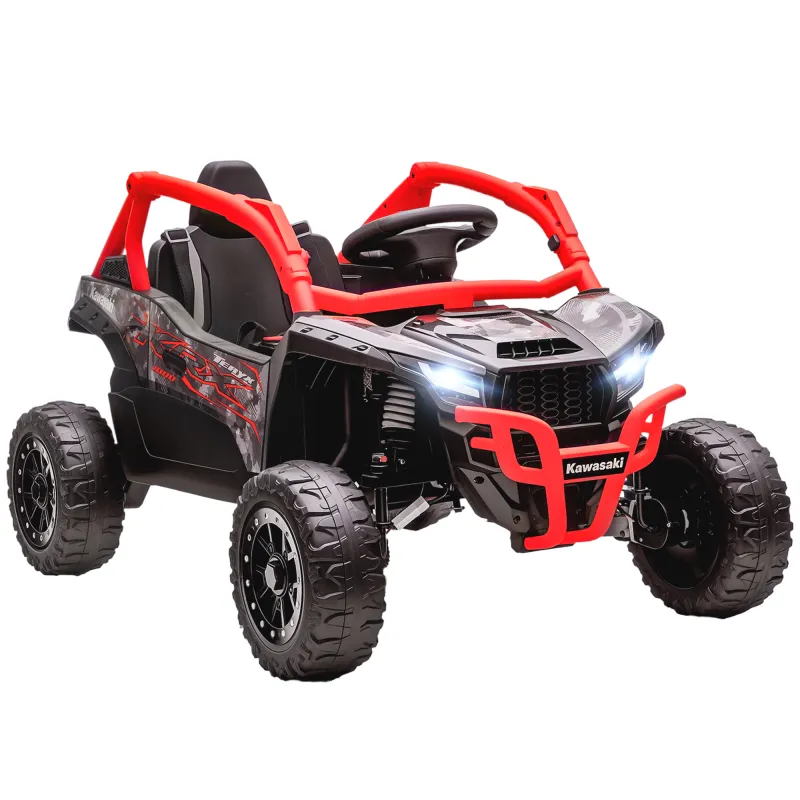Coche Eléctrico para Niños 12V con Licencia Kawasaki Teryx KRX 1000 Control Remoto Suspensión Trasera Rojo