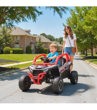 Coche Eléctrico para Niños 12V con Licencia Kawasaki Teryx KRX 1000 Control Remoto Suspensión Trasera Rojo