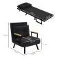 Sofá Cama Individual Plegable Silla Cama Convertible 4 en 1 Respaldo Ajustable de 5 Niveles y Almohada 63x73x81 cm Negro