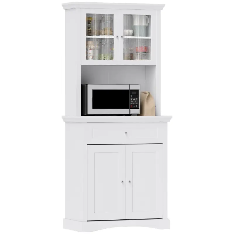 Alacena de Cocina con 1 Cajón 4 Puertas y Estantes Ajustables Carga 50 kg Mueble de Cocina 79x40x180 cm Blanco