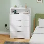 Cómoda para Dormitorio de 4 Cajones con Estación de Carga Puerto USB Puerto USB-C Estante Abierto 80x40x120 cm Blanco