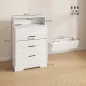 Cómoda para Dormitorio de 4 Cajones con Estación de Carga Puerto USB Puerto USB-C Estante Abierto 80x40x120 cm Blanco