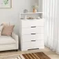 Cómoda para Dormitorio de 4 Cajones con Estación de Carga Puerto USB Puerto USB-C Estante Abierto 80x40x120 cm Blanco