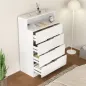 Cómoda para Dormitorio de 4 Cajones con Estación de Carga Puerto USB Puerto USB-C Estante Abierto 80x40x120 cm Blanco