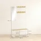 Perchero Zapatero con Espejo 3 Estantes Banco 10 Ganchos Ajustables Estilo Moderno para Pasillo 98x34x186 cm Natural