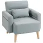Sillón Tapizado en Cuero Sintético Respaldo con Costuras y Patas de Madera para Salón o Dormitorio 77x78x78 cm Gris