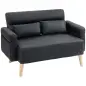 Sofá de 2 Plazas con Tapizado de Cuero Sintético Acolchado Grueso y Patas de Madera para Salón 117x78x78 cm Negro Sofá de 2 Plazas con Tapizado de Cuero Sintético Acolchado Grueso y Patas de Madera para Salón 117x78x78 cm Negro