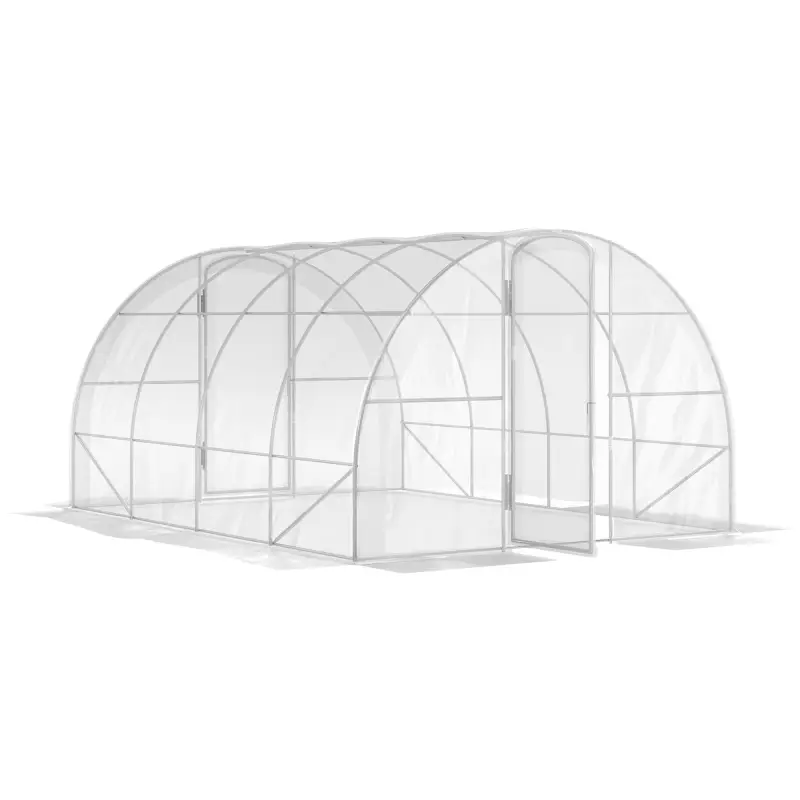 Invernadero de Túnel 4x3x2m con 2 Puertas Invernadero de Jardín con Techo Redondeado para Cultivos Plantas Transparente