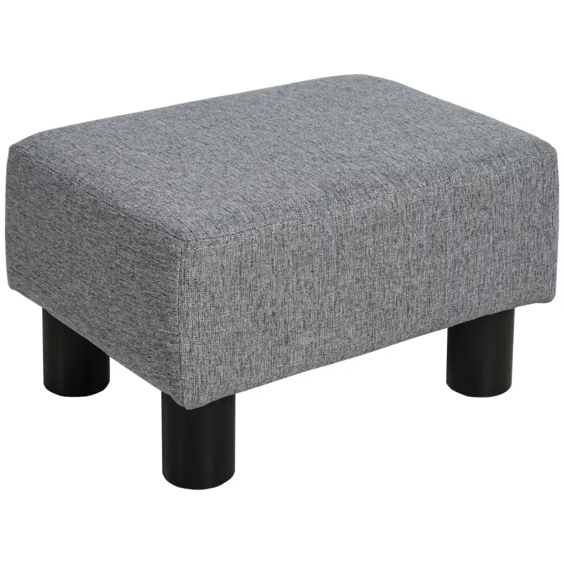 Reposapiés de Salón Taburete Bajo con Asiento Acolchado Rectangular para Sala de Estar Dormitorio 40x30x24 cm Gris