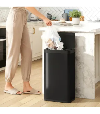 Cubo de Basura Cocina Automático 45 L con Sensor Infrarrojo Cierre Suave y Cubo Interior Extraíble Antihuellas Negro
