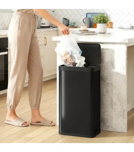 Cubo de Basura Cocina Automático 45 L con Sensor Infrarrojo Cierre Suave y Cubo Interior Extraíble Antihuellas Negro