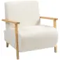 Sillón Nórdico de Borreguito Acolchado Grueso y Patas de Madera Asiento Amplio para Salón Dormitorio 74,5x76x78 cm Crema