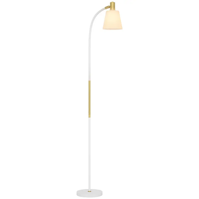Lámpara de Pie LED con Altura Ajustable y Pantalla para Lectura 49x21x127-160 cm Blanco y Dorado