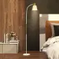 Lámpara de Pie LED con Altura Ajustable y Pantalla para Lectura 49x21x127-160 cm Blanco y Dorado