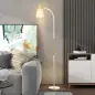 Lámpara de Pie LED con Altura Ajustable y Pantalla para Lectura 49x21x127-160 cm Blanco y Dorado